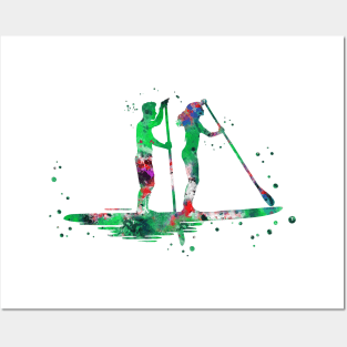 Paddle boarder couple Posters and Art